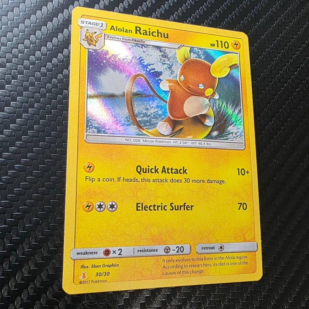 Pokemon Alolan Raichu 30/30 SMK1 Sun & Moon Trainer Kit Promo Holo NM - Picture 3 of 4